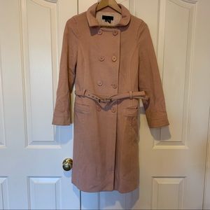 Retro Zara Woman pink belted double breasted wool coat, size M